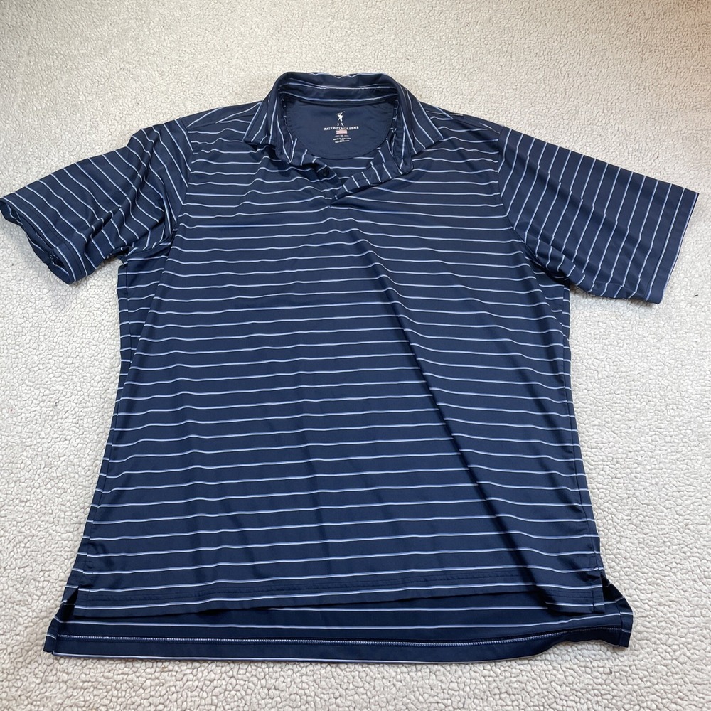 Fairway & Greene Polo Shirt Mens XL Navy Blue Striped Performance Golf Top USA